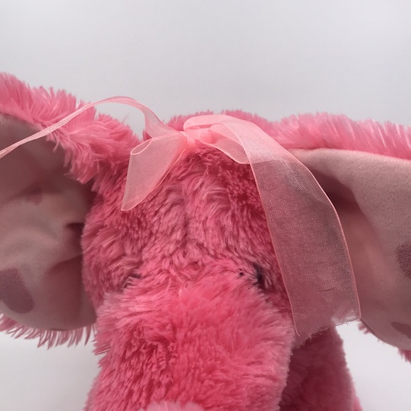 Russ Berrie Plush Pink Fluffy Elephant With Big Ears W/ Heart Fannie Stuffed Toy - Picture 4 of 10